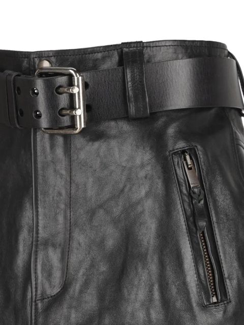 Saint Laurent belted leather midi skirt - Black