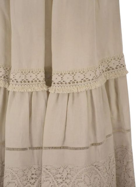 Weekend Max Mara lace-insert tiered skirt - Neutrals