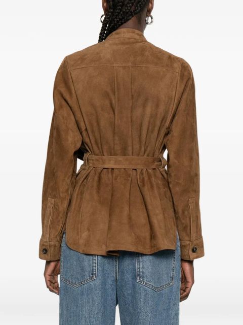 Yves Salomon belted leather jacket - Brown
