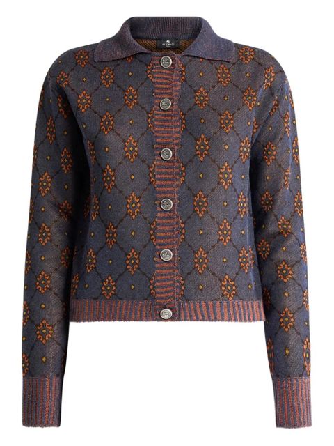 ETRO polo-neck patterned cardigan - Blue - zdjęcie produktu nr 1