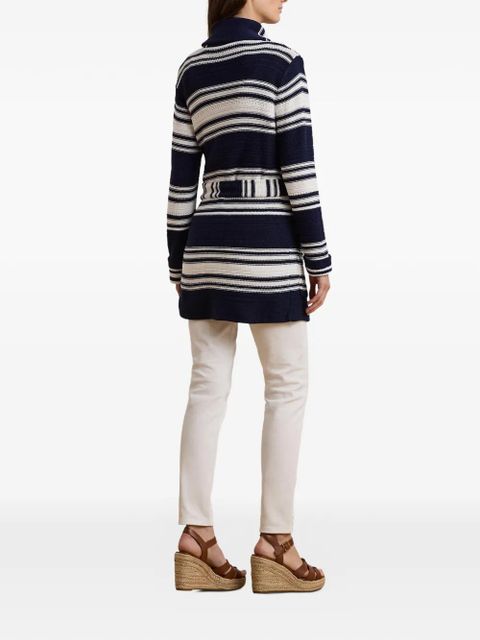 Lauren Ralph Lauren striped belted cardigan - Blue