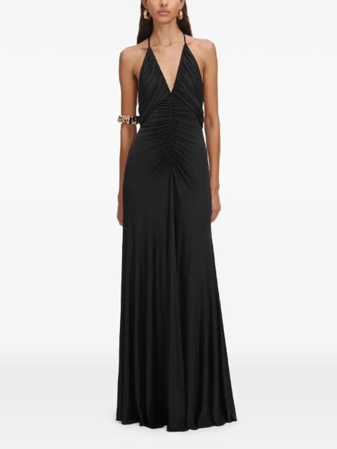 Self-Portrait halter ruched maxi dress - Black - zdjęcie produktu nr 1