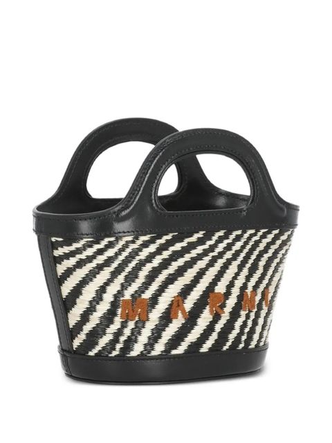 Marni micro wavy raffia-effect tote bag - Black