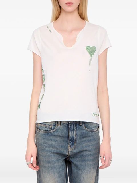 Zadig&Voltaire Henley heart-detail T-shirt - White