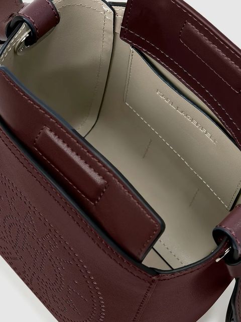 Karl Lagerfeld torebka skórzana K/CIRCLE kolor bordowy A4W30067