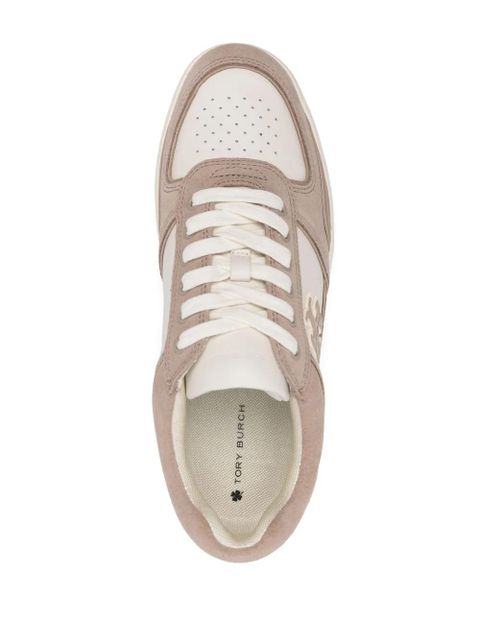 Tory Burch Clover Court panelled suede sneakers - White