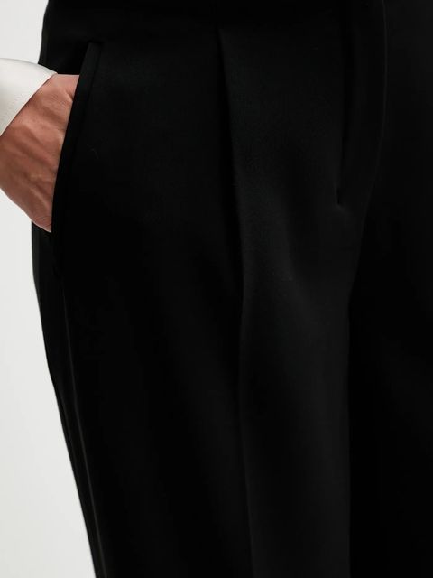 Calvin Klein spodnie damskie kolor czarny proste high waist LV040WL673