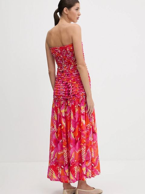 Farm Rio sukienka kolor czerwony midi rozkloszowana 336592