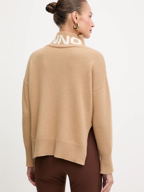 ERMANNO Firenze sweter wełniany damski kolor beżowy z golfem 57TM027EO1 - zdjęcie produktu nr 2