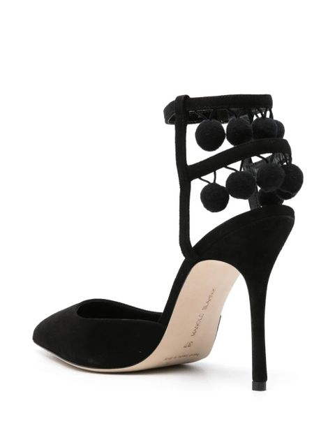 Manolo Blahnik pom-pom detail pointed pumps - Black - zdjęcie produktu nr 2