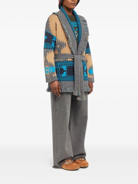 Alanui Icon jacquard fringed cardigan - Neutrals