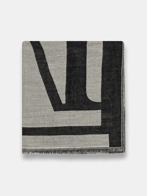 Marc O'Polo szalik z dodatkiem wełny damski kolor granatowy wzorzysty 600803302043 - zdjęcie produktu nr 2