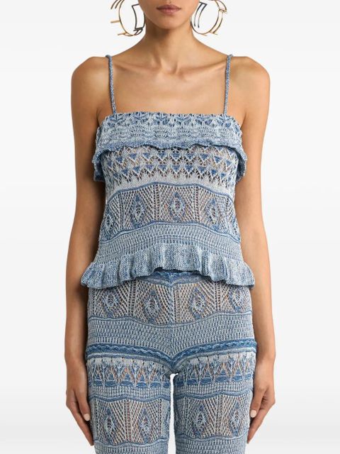 ETRO ruffled cotton top - Blue