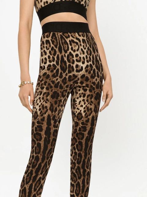 Dolce & Gabbana leopard-print stretch-silk leggings - Brown - zdjęcie produktu nr 2