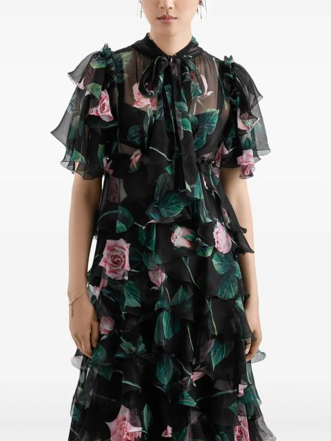 Dolce & Gabbana floral-print midi dress - Black