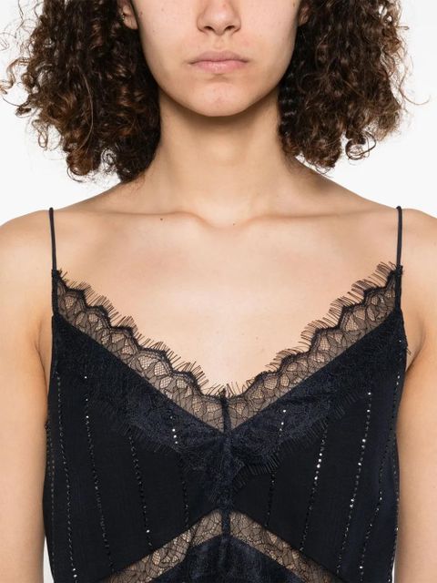 Self-Portrait rhinestone-embellished top - Blue