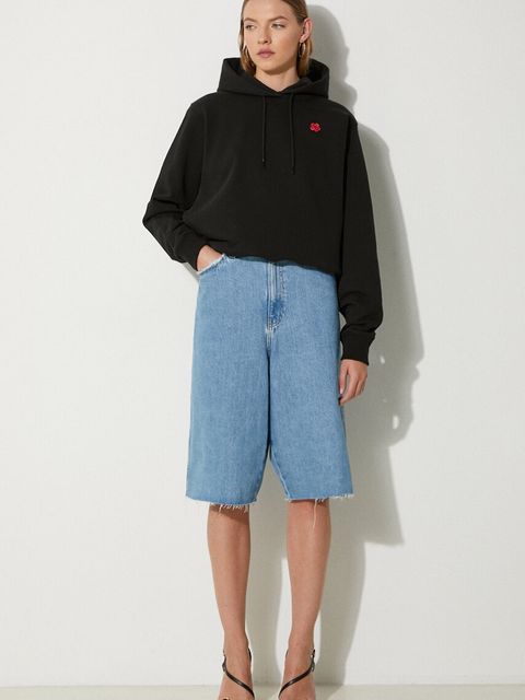 Kenzo bluza Boke Placed damska kolor czarny z kapturem z aplikacją FE62SW1624MT.99J