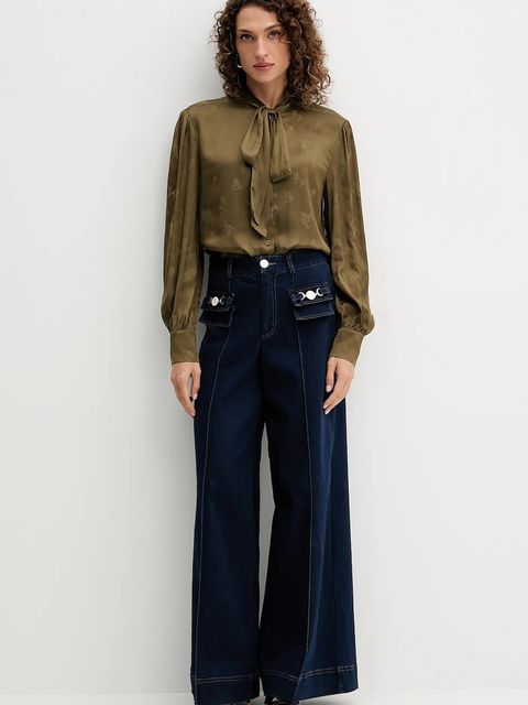 Twinset koszula damska kolor zielony regular z wiązanym dekoltem 252TT2361 - zdjęcie produktu nr 2