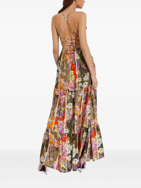 Agua By Agua Bendita Fairy Suki tie-back floral maxi dress - Orange