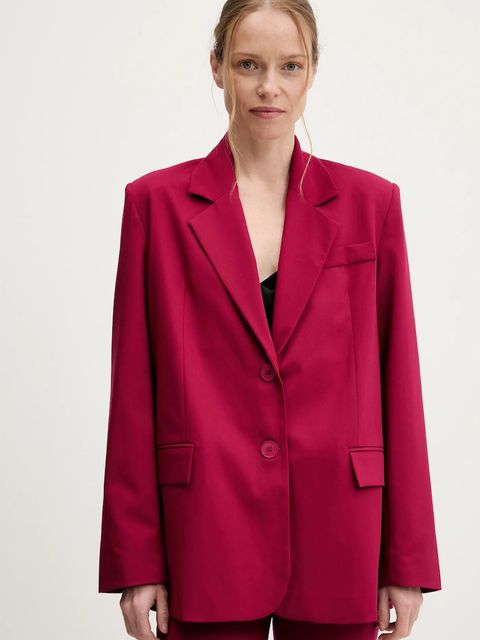 Answear Lab marynarka kolor różowy jednorzędowa gładka