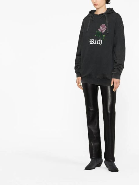 Alessandra Rich rhinestone-embellished drawstring hoodie - Grey - zdjęcie produktu nr 2