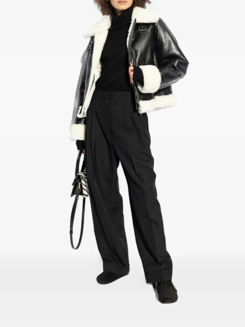 Tory Burch logo-plaque suede slippers - Black