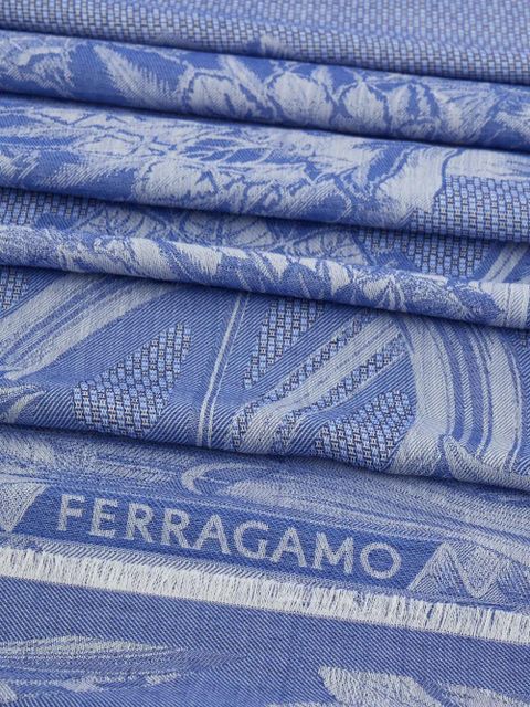 Ferragamo floral-jacquard scarf - Blue - zdjęcie produktu nr 2