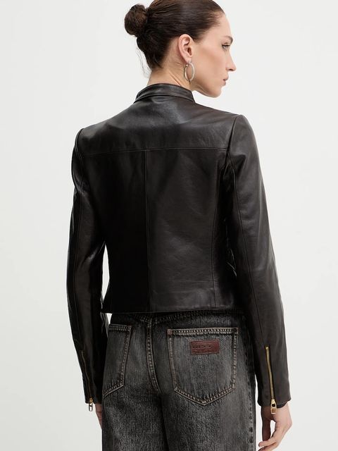 Miss Sixty kurtka skórzana kolor brązowy przejściowa 6S3LJ58000