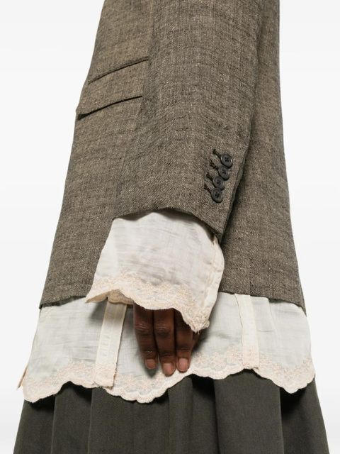 OUR LEGACY Drip lace-trim oversized blazer - Green