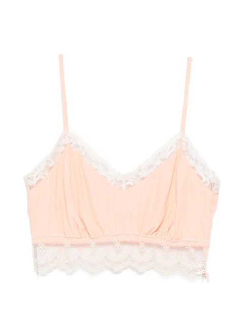 Simone Rocha lace-trim crop top - Orange - zdjęcie produktu nr 1