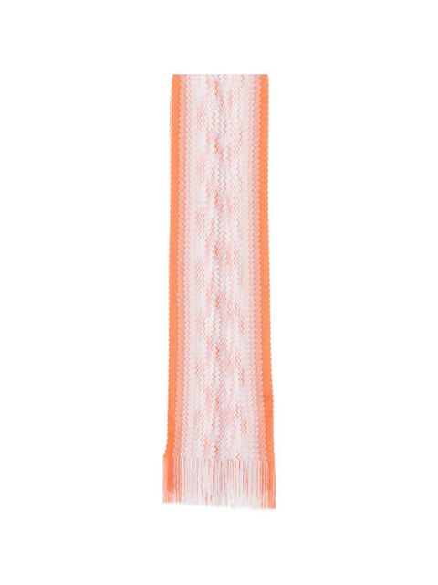 Missoni zig-zag-pattern fringed scarf - Orange - zdjęcie produktu nr 1