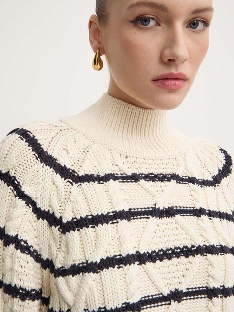 BOSS sweter z domieszką wełny damski ciepły z półgolfem 50518369