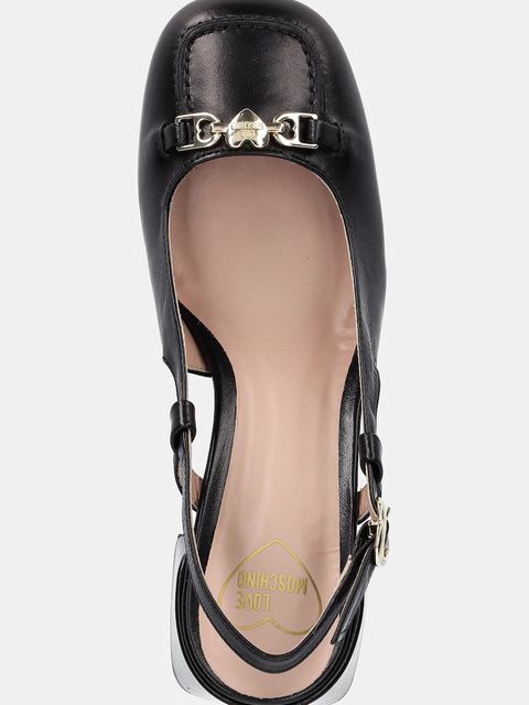 Love Moschino czółenka skórzane kolor czarny na słupku z odkrytą piętą JA10107G1MIA0000