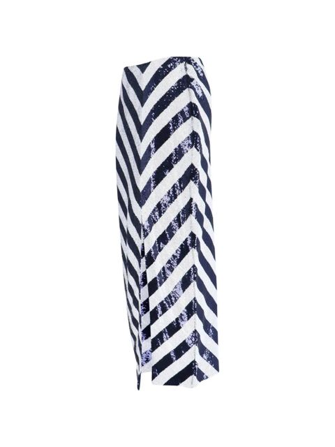 Lauren Ralph Lauren striped sequinned midi skirt - Blue