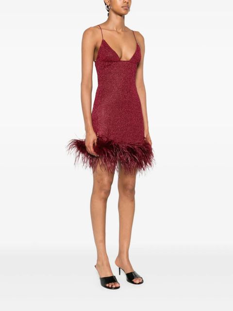 Oséree Lumière Plumage mini dress - Red