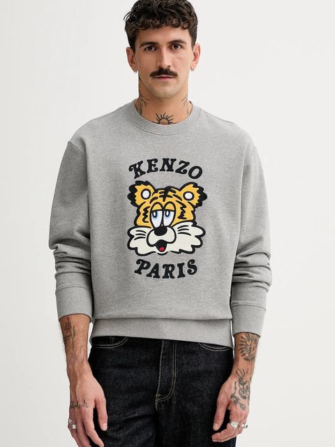 Kenzo bluza bawełniana x Verdy kolor szary z nadrukiem FF58SW2394MF.94