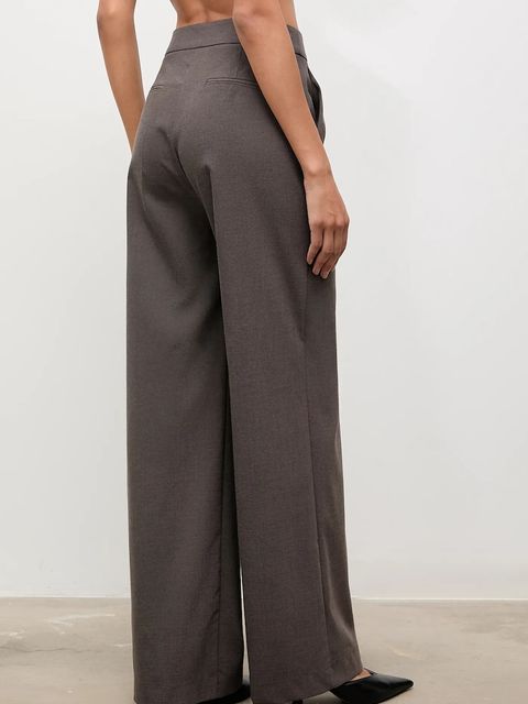 Answear.LAB spodnie damskie kolor brązowy szerokie high waist