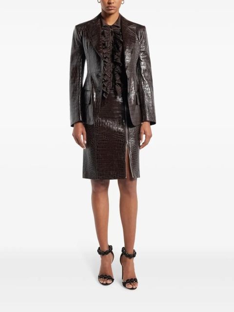 TOM FORD crocodile-effect leather miniskirt - Brown - zdjęcie produktu nr 2
