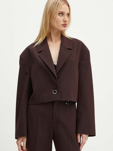 AERON marynarka kolor brązowy oversize gładka PFBL079511 - zdjęcie produktu nr 1