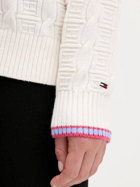 Tommy Jeans kardigan bawełniany damski kolor beżowy lekki DW0DW21681 - zdjęcie produktu nr 2