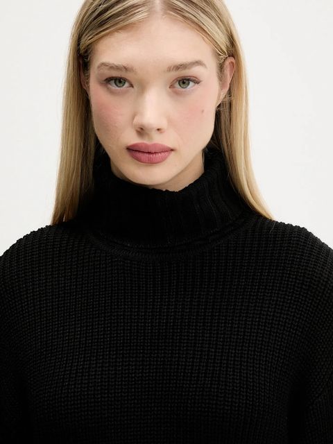 Karl Lagerfeld Jeans sweter z wełną damski kolor czarny z golfem A4W18020