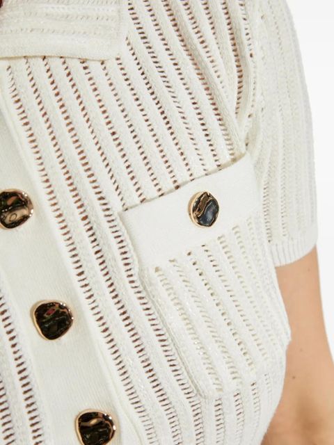 Self-Portrait cotton-blend knitted dress - White