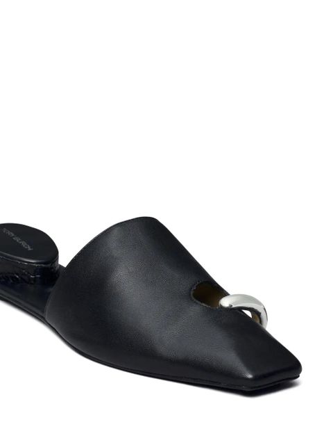 Tory Burch pierced leather slippers - Black