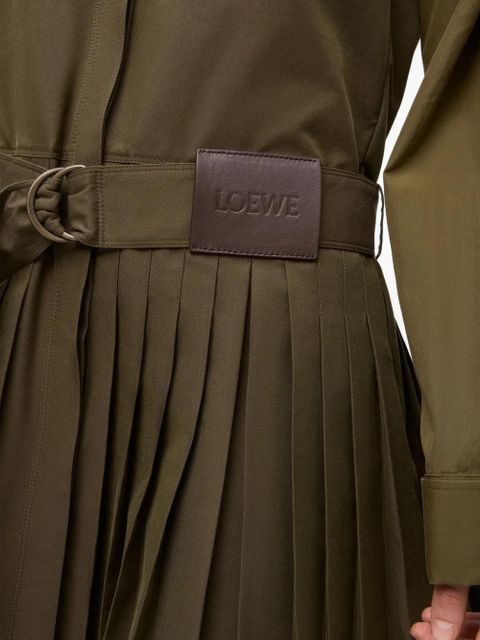 LOEWE pleated belted mini dress - Green