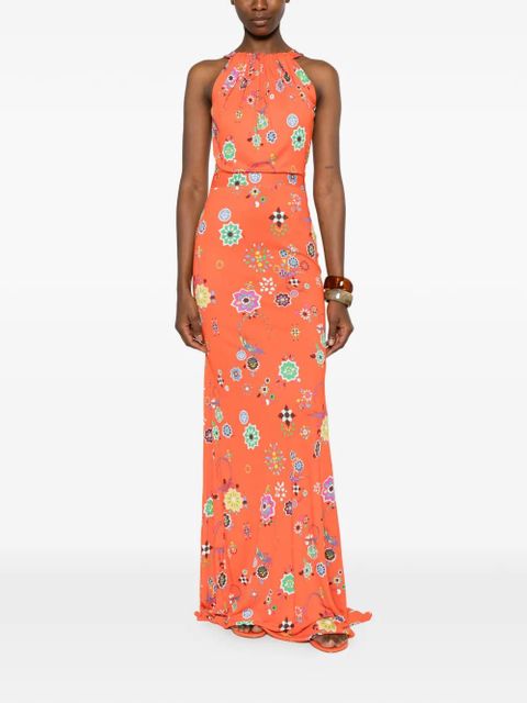 PUCCI floral-print halterneck maxi dress - Orange - zdjęcie produktu nr 2