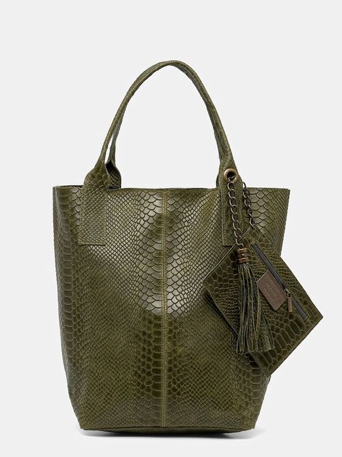 Answear.LAB torebka skórzana kolor zielony - zdjęcie produktu nr 1