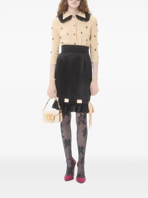 Valentino Garavani Locò small shoulder bag in calfskin with jewel logo - Neutrals