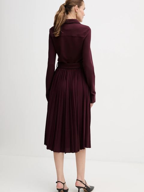 Tommy Hilfiger sukienka kolor bordowy midi rozkloszowana WW0WW48398