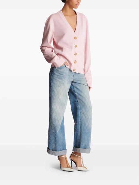 Balmain Emblème-embroidered cardigan - Pink