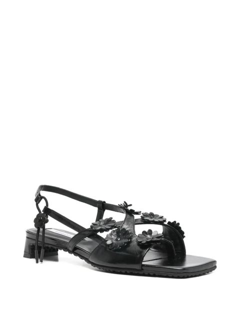 Cecilie Bahnsen flower leather sandals - Black